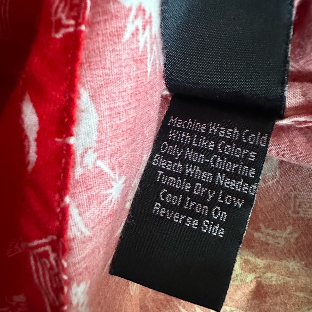 Good Vibes by Drill, Slim Fit Shirt Short Sleeve Button Up Red Cotton. - Picture 11 of 11